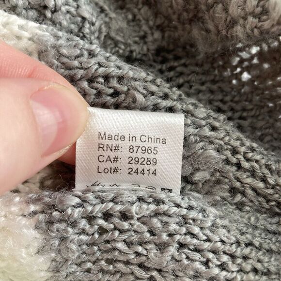 Elan Womens Cream Gray Striped Sweater Size L Slouchy Oversized Boho Lagom - Picture 11 of 13